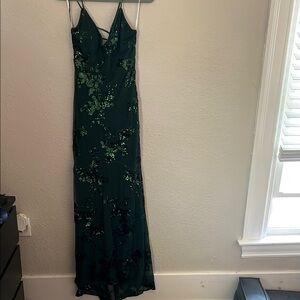 Elegant Green Floral Women's Dress